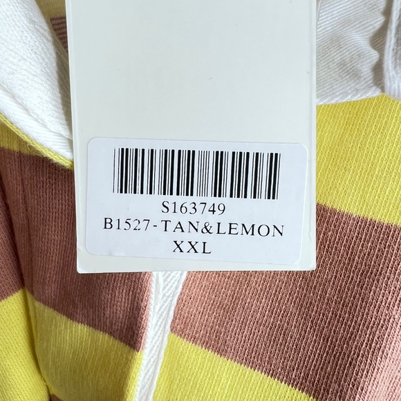 NWT Tuckernuck Wesley Rugby Collared ShirtTan Lemon Striped XXL - Picture 6 of 8